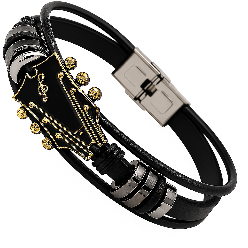 Leather Guitar Style Bracelet